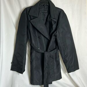 Express Women’s Size Large Solid Black Double Breasted Button Raincoat Jacket